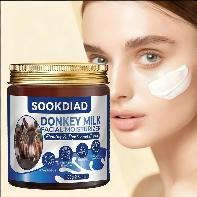 Convenient Donkey Milk Moisturizing Cream, Facial Use, Quick Hydration, Nourishing Skin Care, 80g/2.82oz, All Skin Types, Morning and Evening