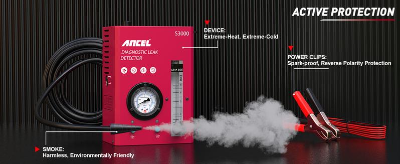 ANCEL S3000 Automotive Smoke Machine with Built-in Air Compressor Professional Leak Detector for EVAP Vacuum Fuel & More Car Vehicle Leak Testing