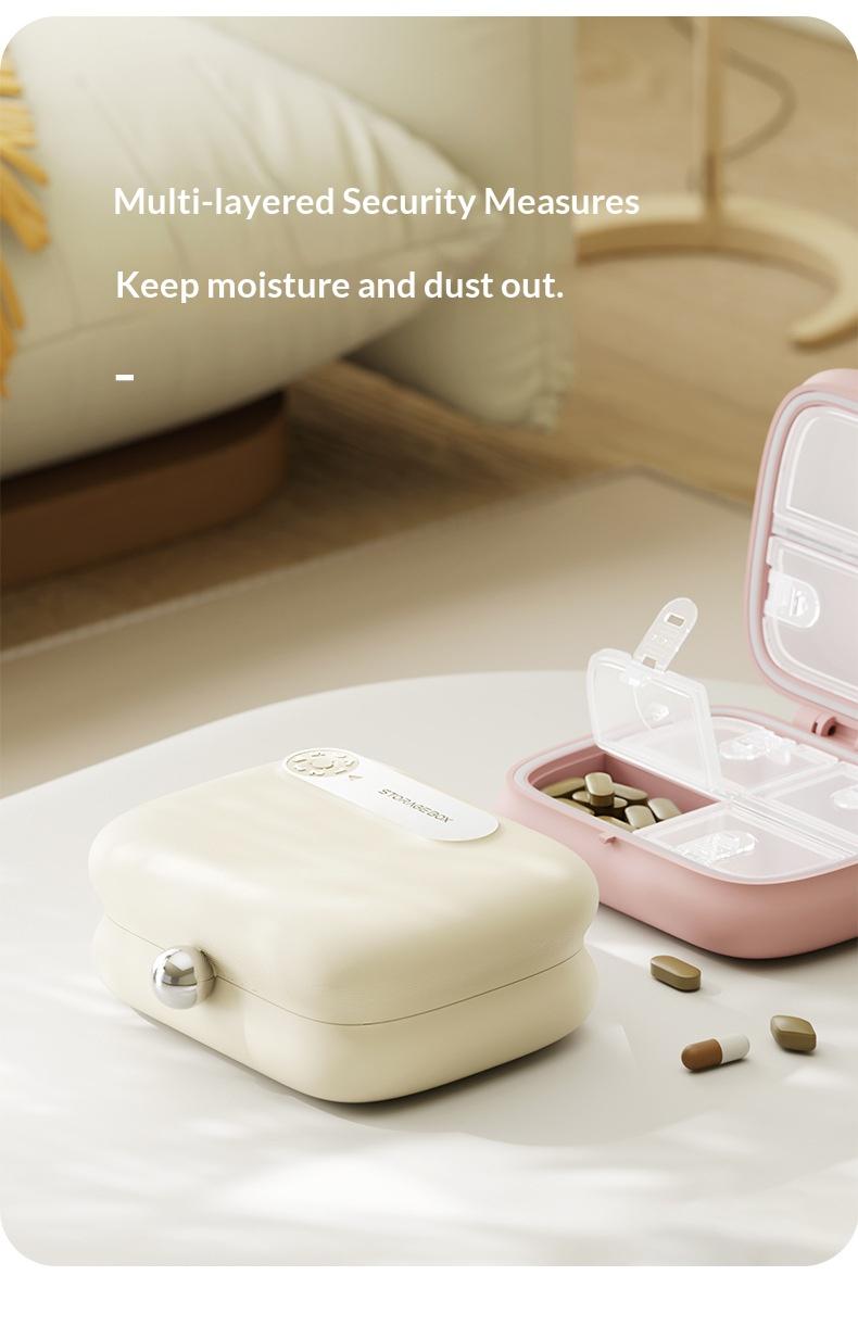 Portable pill box, mini pill box for three meals a day, mini pill container for carrying medication, pills, and health supplements