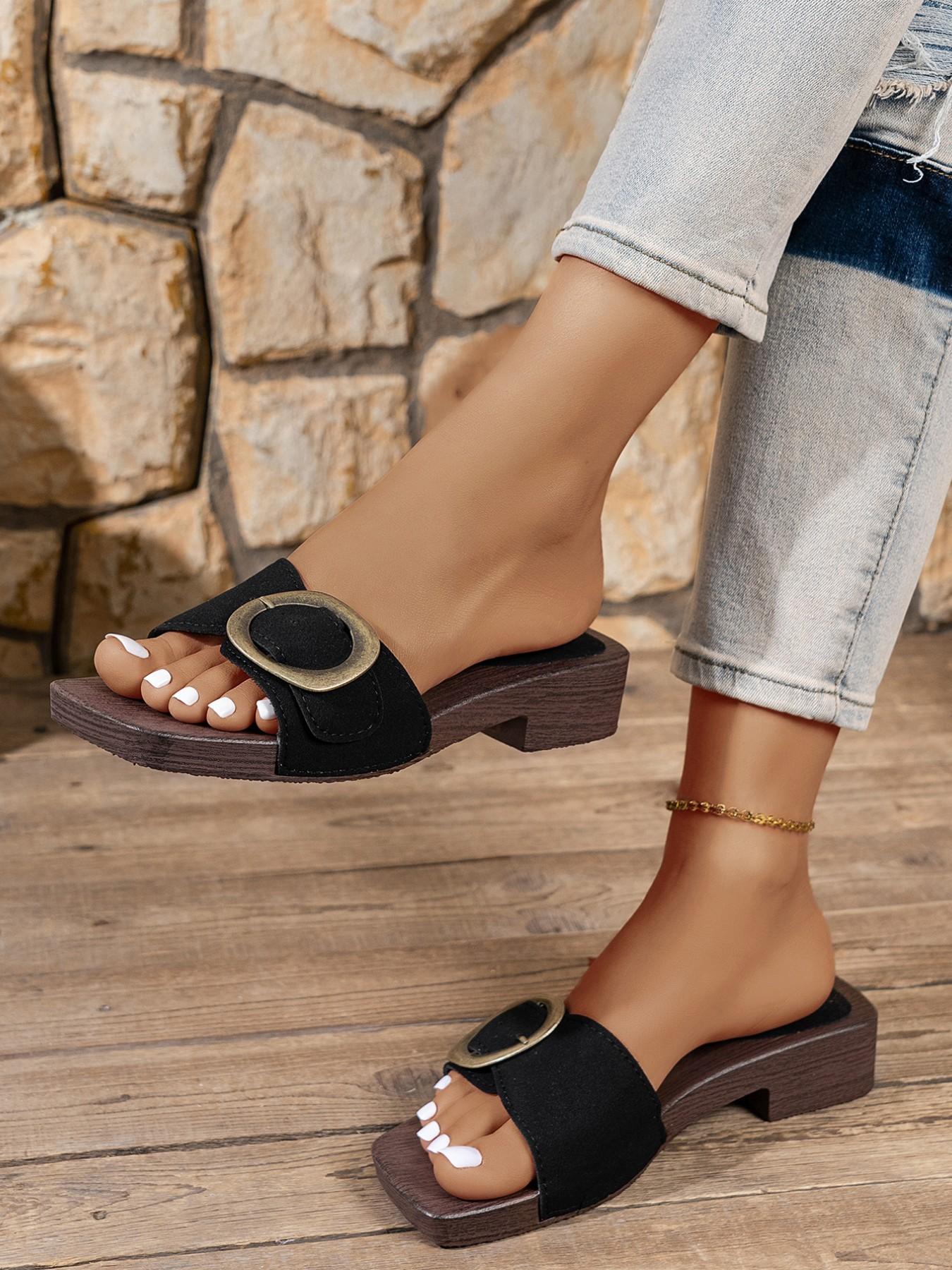 Women's Summer Square Toe Sandals, High-Quality PU Material, Rubber Sole, All-Season Wear, Fashionable & Comfortable Design