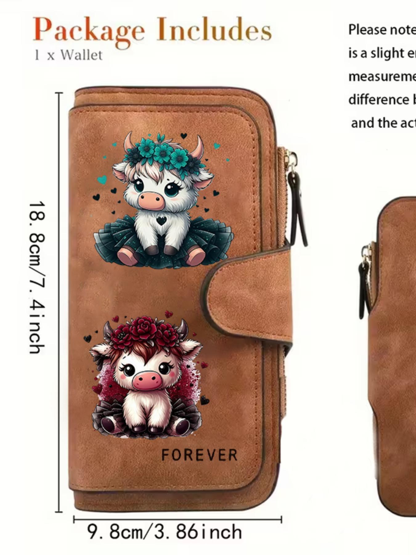 1pc Highland cow Women'S Long Wallet, Multi-Functional Wallet, Portable Snap Closure Coin Purse, Birthday Gift and Daily Commute for lovers, Playful Design, Perfect Holiday Gift, Perfect for Outdoor, Travel, and Family Use4.08PYT-16