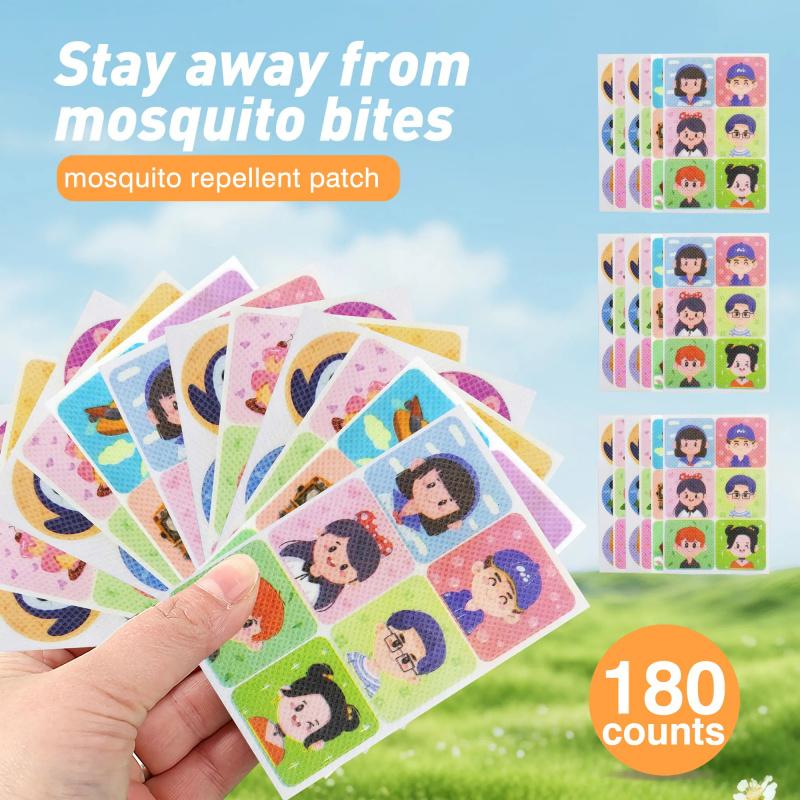 180 randomly designed cute cartoon mosquito repellent patches provide 24-hour protection.