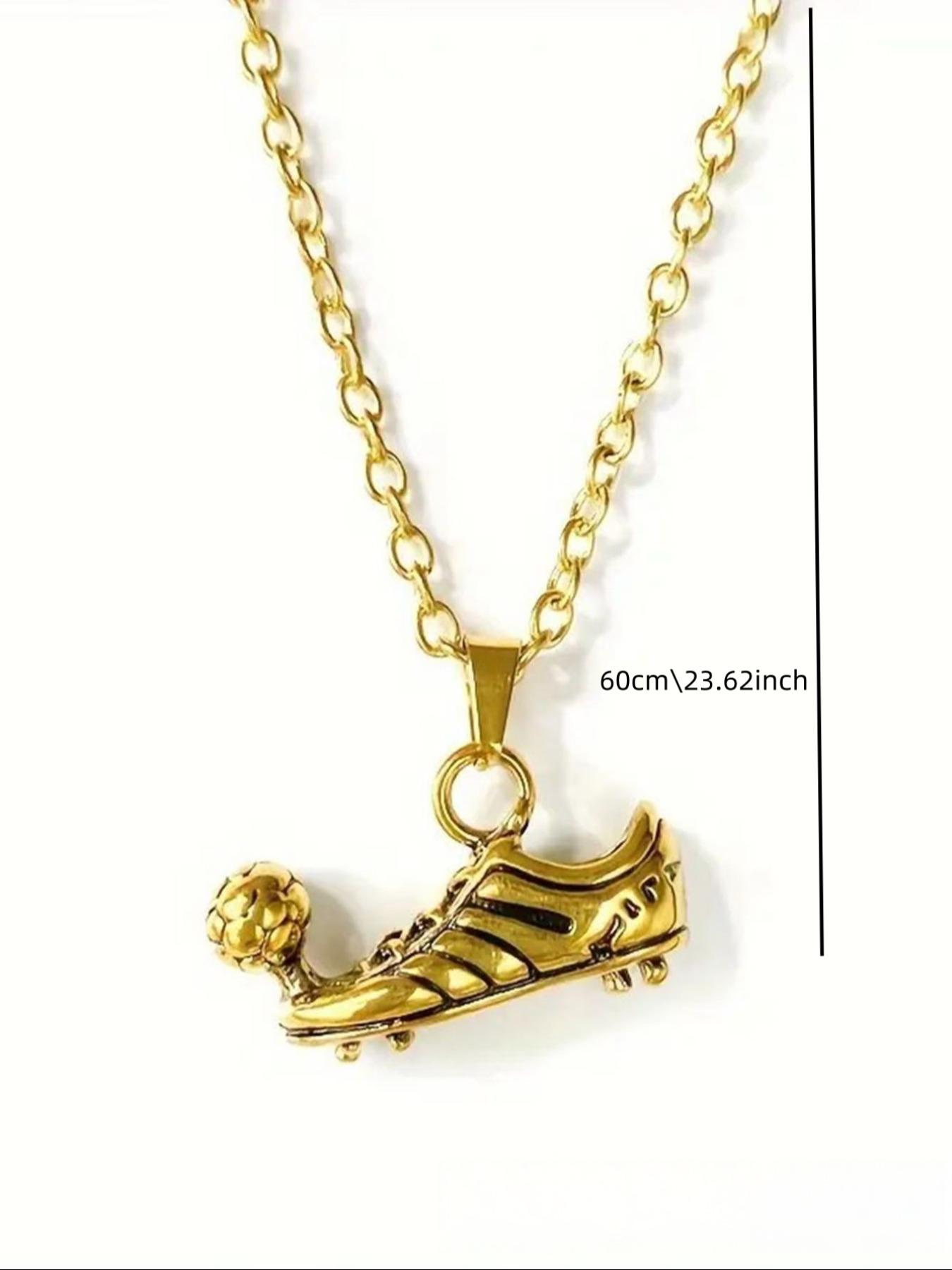 Unisex Stainless Steel Football Necklace, Punk Hip Hop Street Style Pendant, Fashionable Soccer Fan Jewelry, Unique Gift Idea