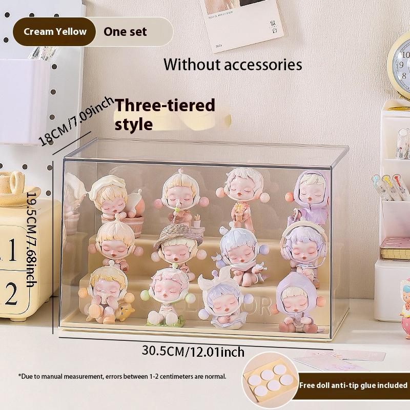 Solid Color Blind Box Storage Display Stand, Acrylic Transparent Display Box, Dustproof Cabinet, Small Figurine Desktop Storage Box, Used for Doll Toy Collectibles, Cute Figures, Stackable for Protection, Storage, and Organization