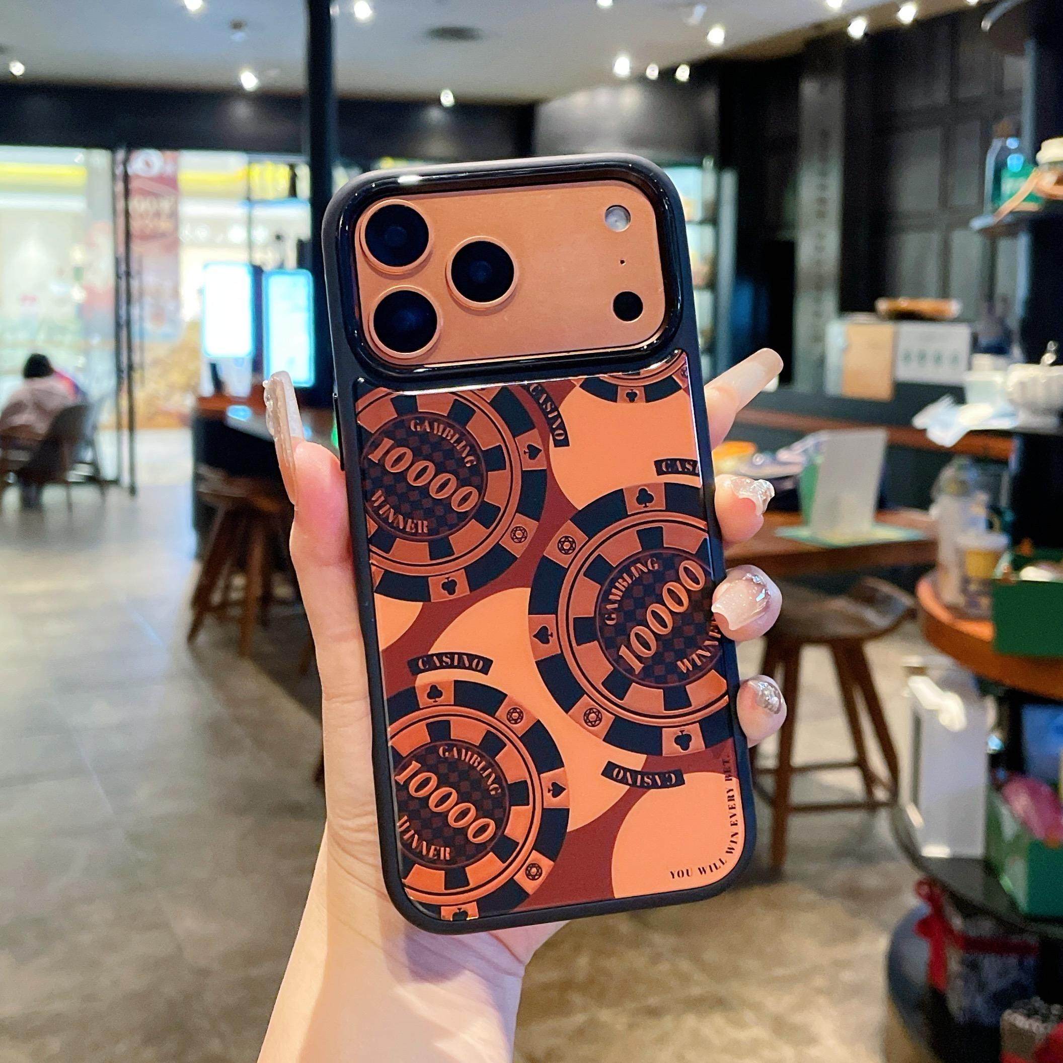 Unique coin-patterned phone case compatible with iPhone 17 Pro Max, Air, 16 Pro, 15 Plus, 14, 13, and 12. Magnetic protective case for full camera protection, premium gold-plated gradient finish, shockproof and scratch-resistant.