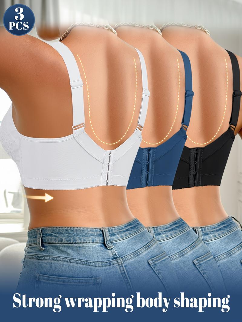 Ecomilky Women's Comfort Push Up Lace Bra with Removable Straps