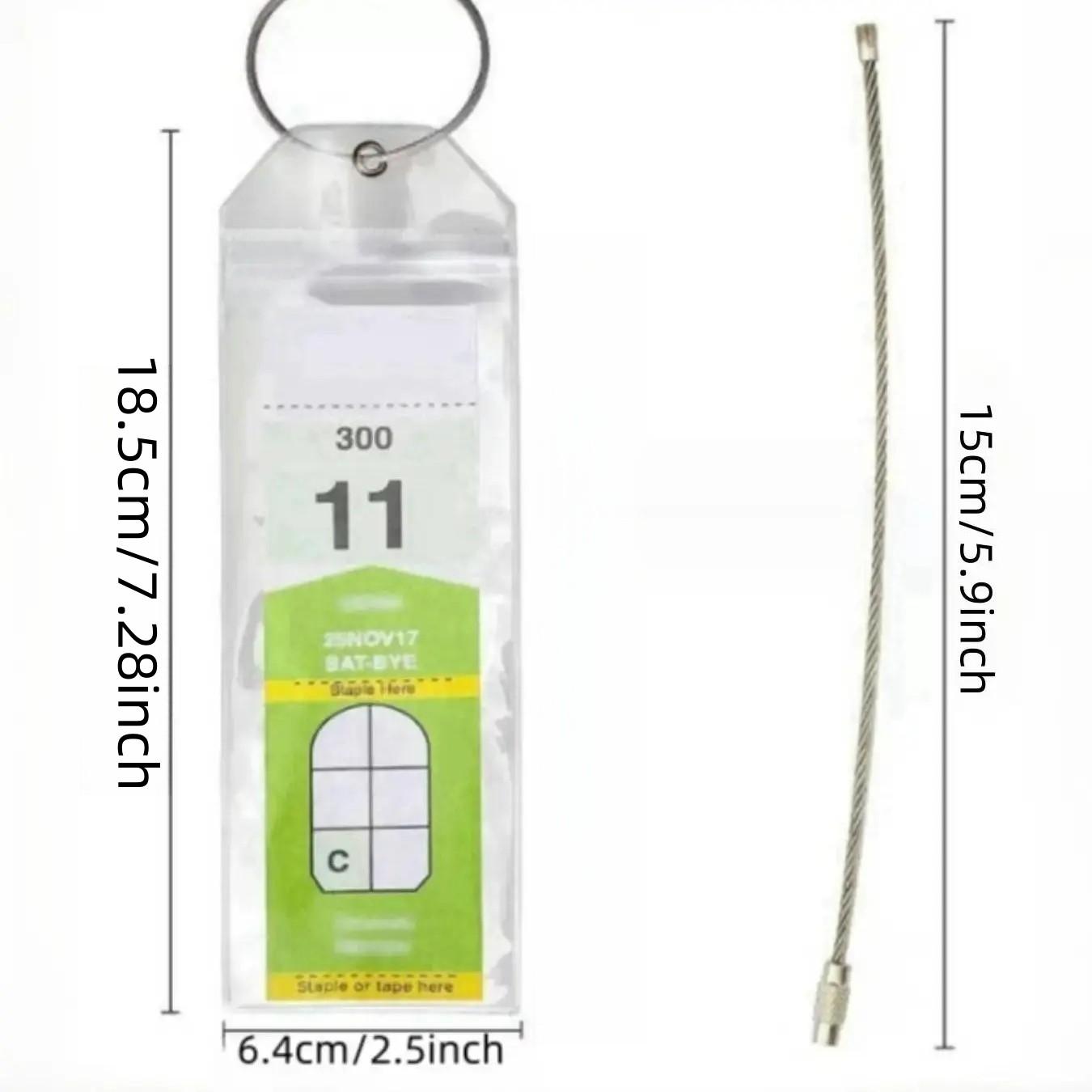 Clear Luggage Label Holder, 10pcs/set Waterproof Travel Luggage Tag Holder with Random Color Hanging Ring, for Identification Label, Travel Bag Label, Clear Visibility