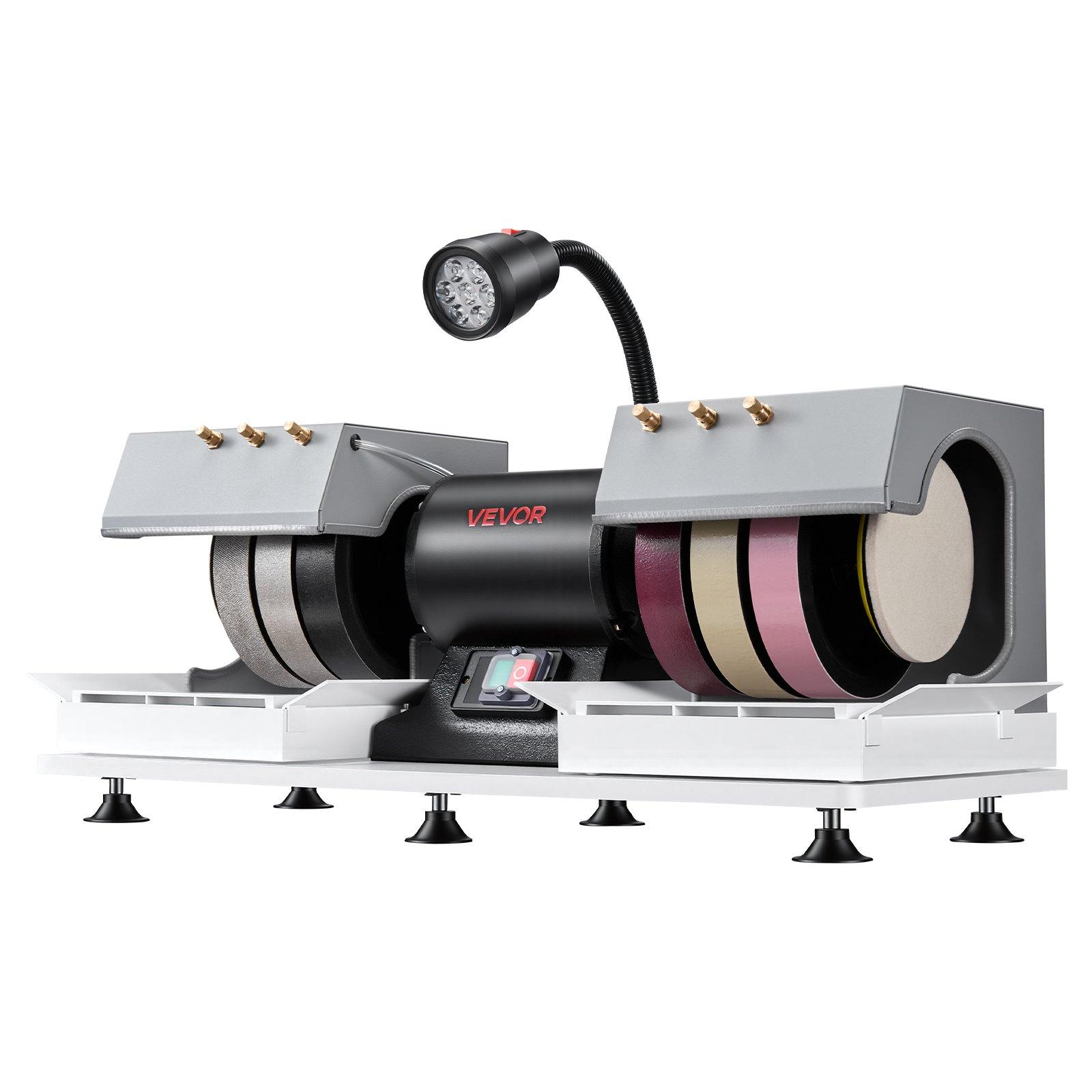 VEVOR Lapidary Cabbing Machine VV-JH-8P, 3/4 HP 550W 1800 RPM 8 Inch Diamond & Resin Wheels, LED Lamp, Water System, 29.2x13.4x13.0 in 79 lbs/35.9 kg Lapidary Equipment for Stone Processing, Indoor Use Gem Enthusiasts, 550 W