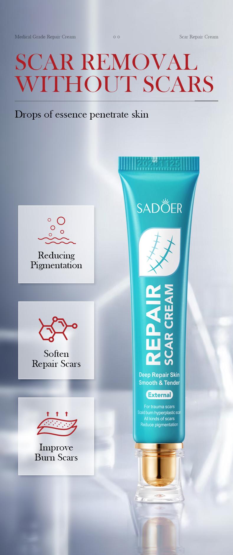 Scar Repair Gel - A lightweight formula for face and body that effectively fades acne scars and stretch marks