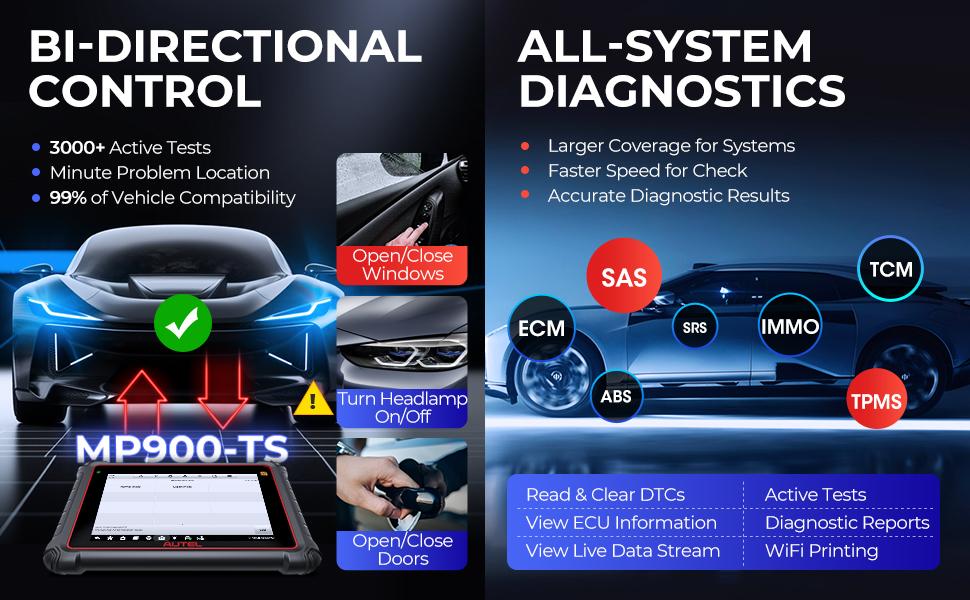 Autel MaxiPRO MP900-TS Car Diagnostic TPMS Diagnostic Tool, Android 10.0, 40+ Services, Advanced ECU Coding CANFD & DOIP, Active Test Upgraded of MP808S-TS/MS906TS