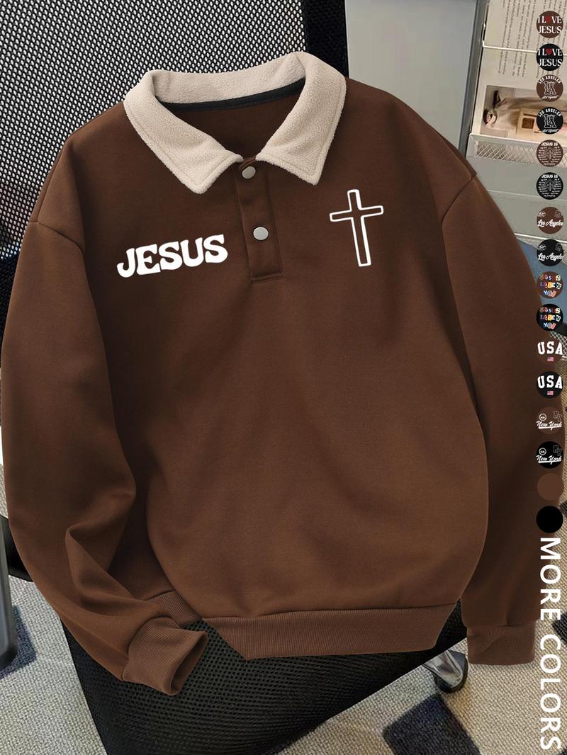 Men's Y2K Autumn Winter Thickened Retro British Style Aesthetic Lamb Wool Collar Polo Shirt, Unisex Casual Fashion, All Seasons Wear