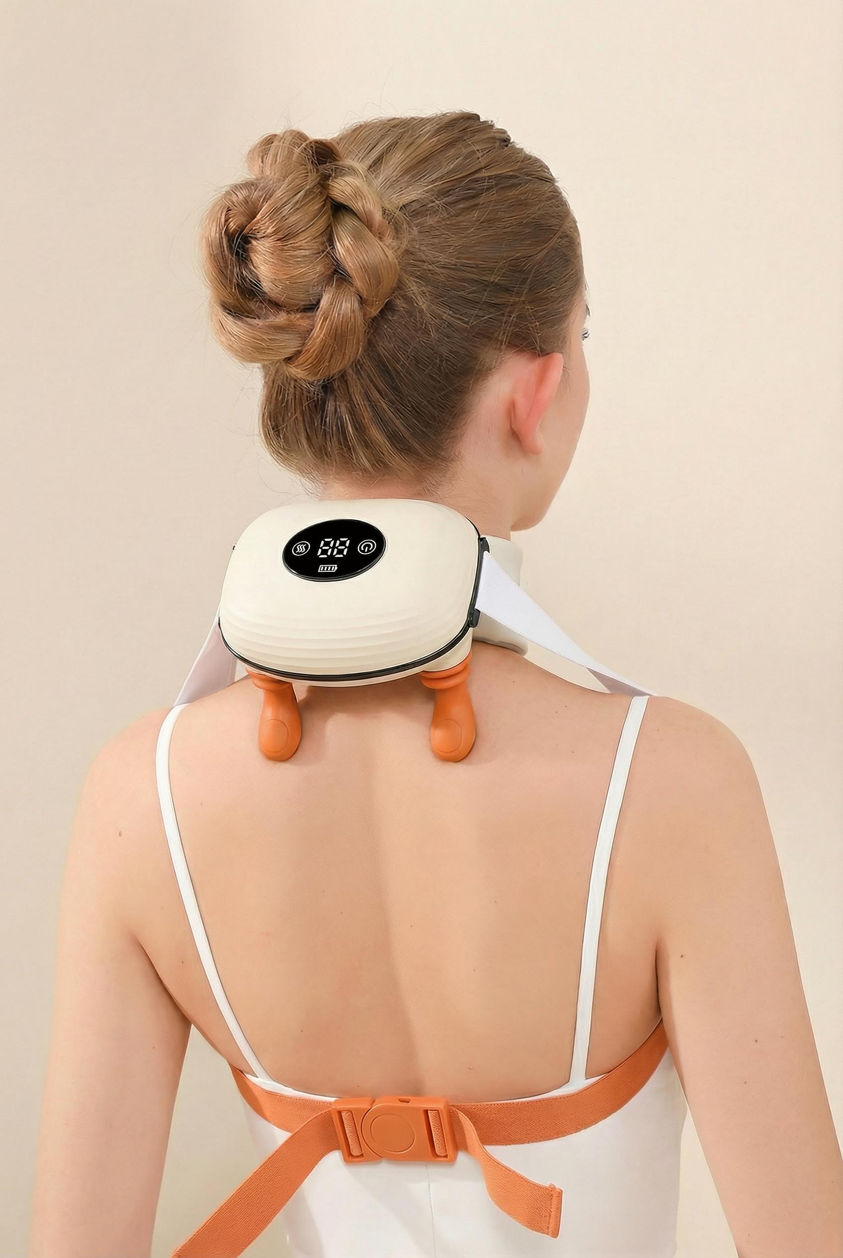 2026 upgraded shoulder and neck massager with heating function — wireless 3D kneading and deep tissue therapy technology, includes a remote control for easy operation, lightweight and portable, ideal as a gift.