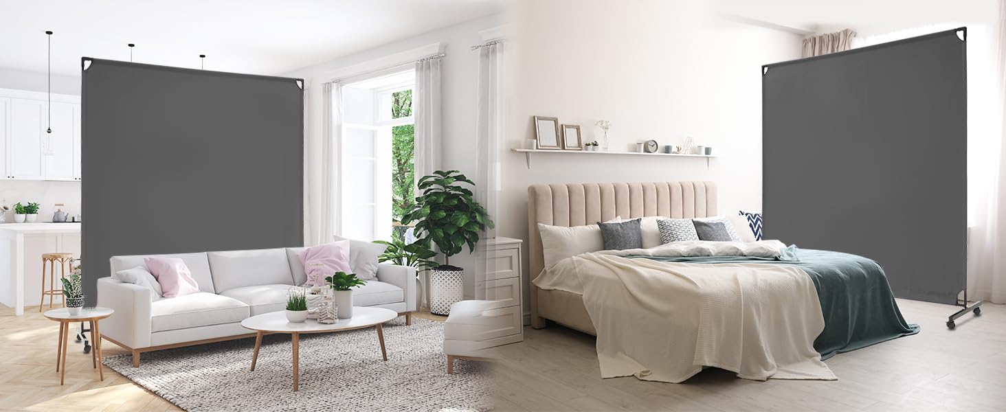 6FT Single Panel Rolling Room Divider, Partition Privacy Screens with Wheels, Freestanding Fabric Room Panel, Portable Wall Divider for Office, Room, Restaurant, Hospital