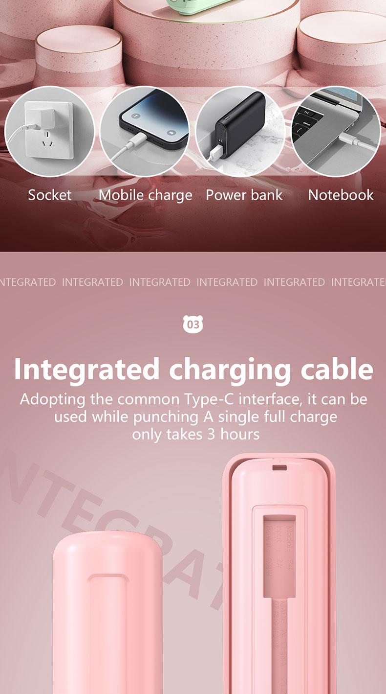 Foldable Handheld Portable Power Bank Mini Fan USB Rechargeable Desktop Fan with Wired Power Bank Portable Fan Mobile Power Bank Charger Pink Folding fan