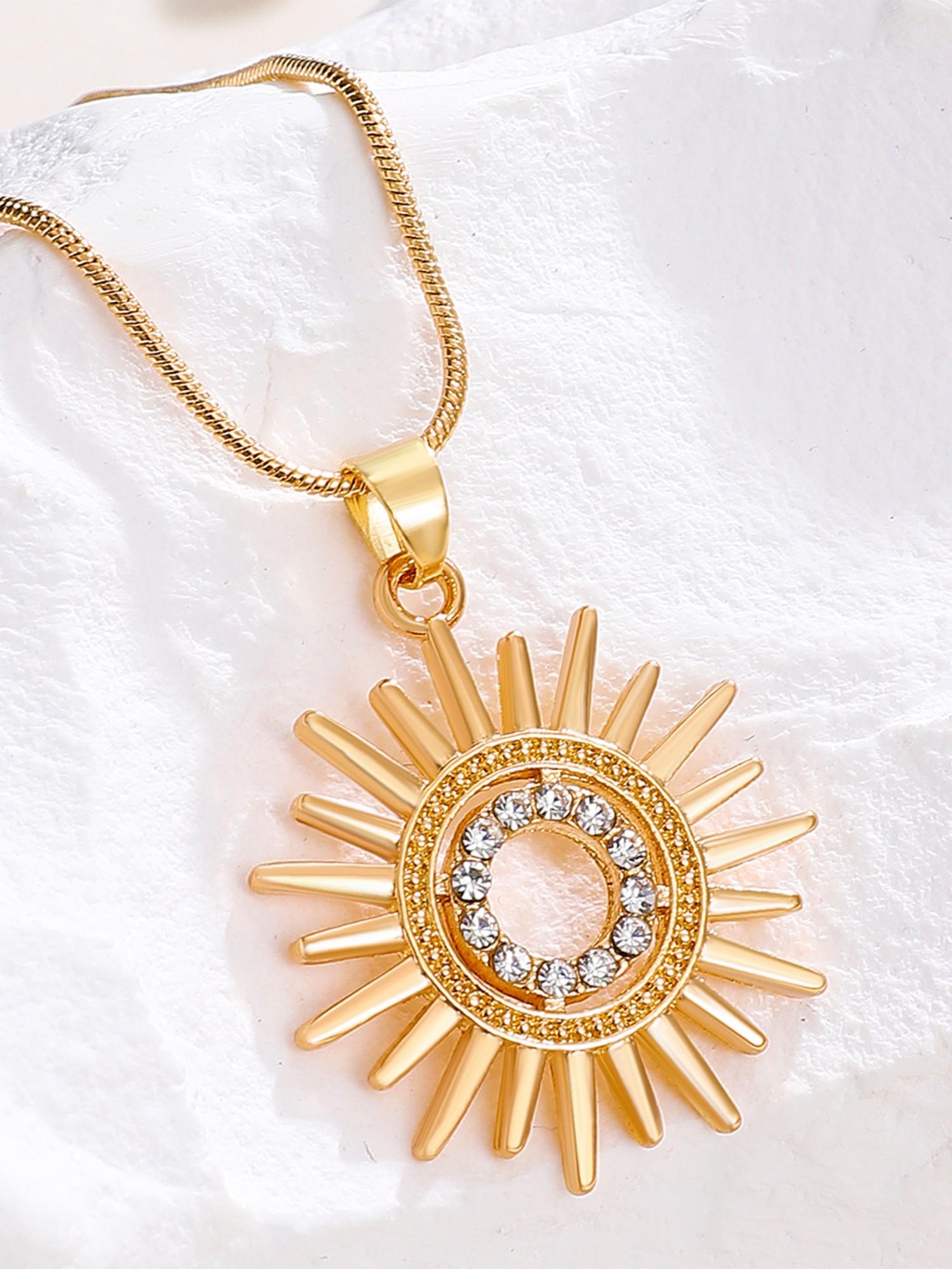 Sunflower Pendant Necklace Earrings Set, Micro-Set Zircon, Elegant Women's Jewelry, Perfect for Evening Parties, Long-Lasting, Luxury Gift