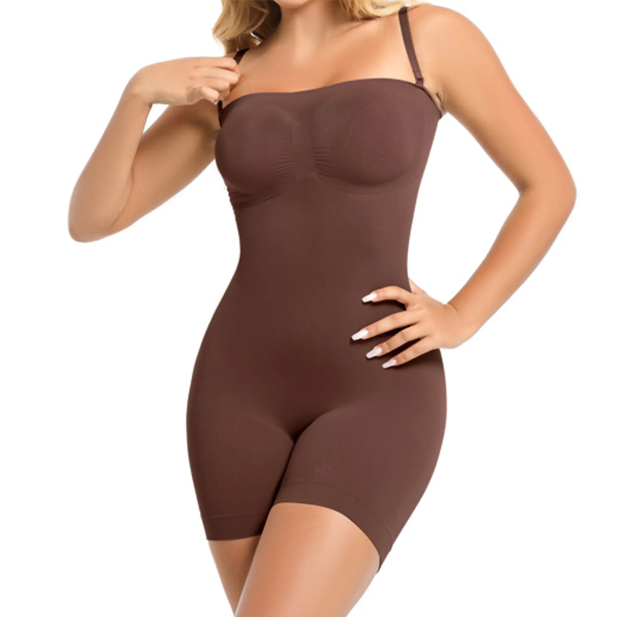 Women’s Seamless Shapewear Bodysuit with Removable Straps, Tummy Control & Bust Support, Strapless Boyshort Body Shaper for Dresses and Everyday Wear, Seamless Shapewear, Tummy Control, Body Shaper