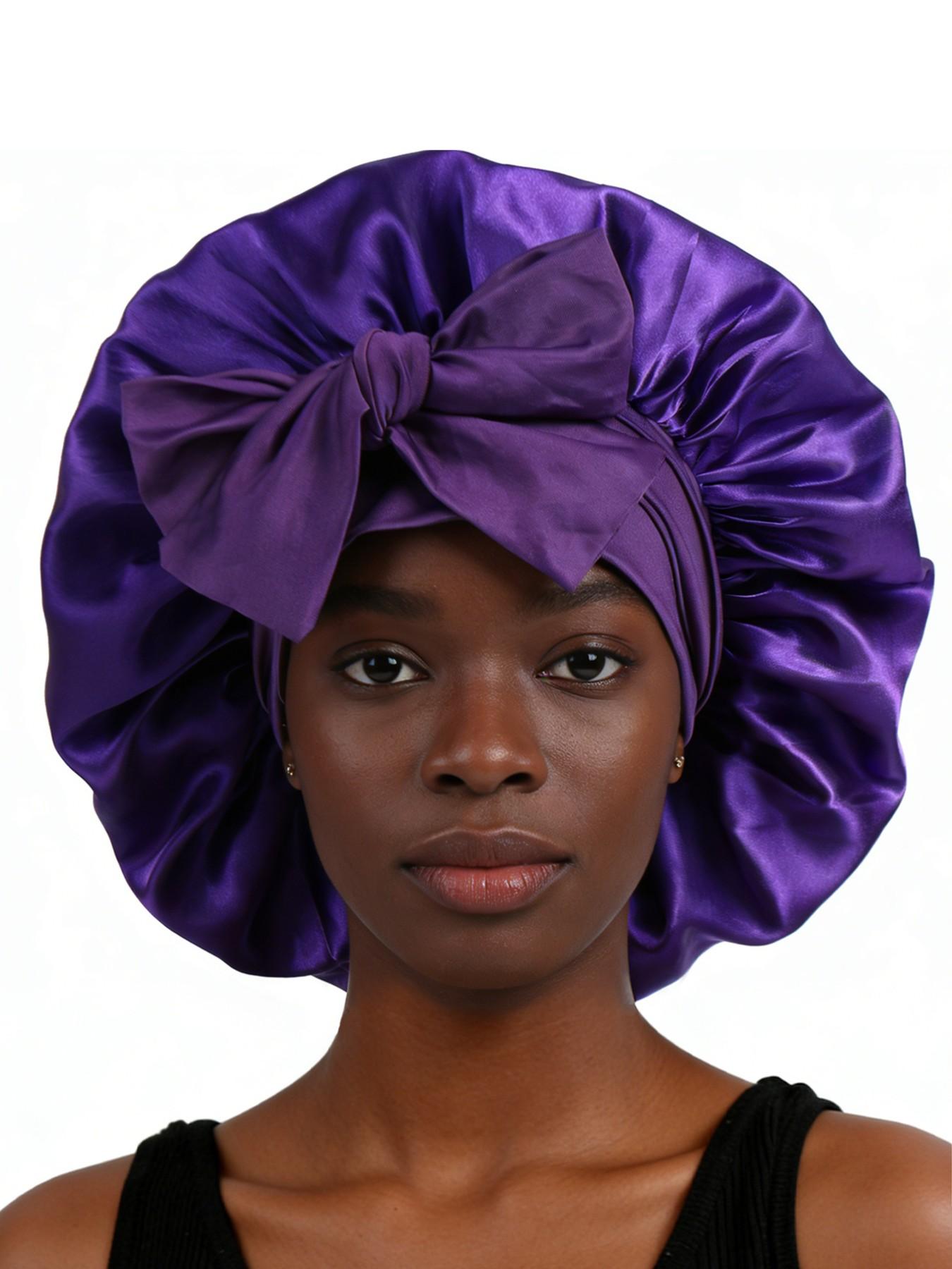 Women's Elastic Satin Sleep Cap, Wide Brim Night Hat, Comfortable Sleeping Accessory, Soft Breathable Hair Care Cap