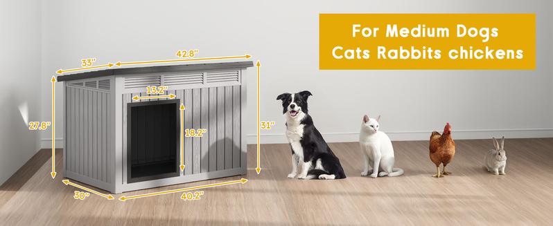 TikTokShopStockUp  WTFGO doghouse Sturdy Frame Doghouse for Small & Medium Pets - Dual-Use for Indoor & Outdoor, Easy to Clean & Assemble  Kennel  for Your Christmas Gifts Wooden Kennel