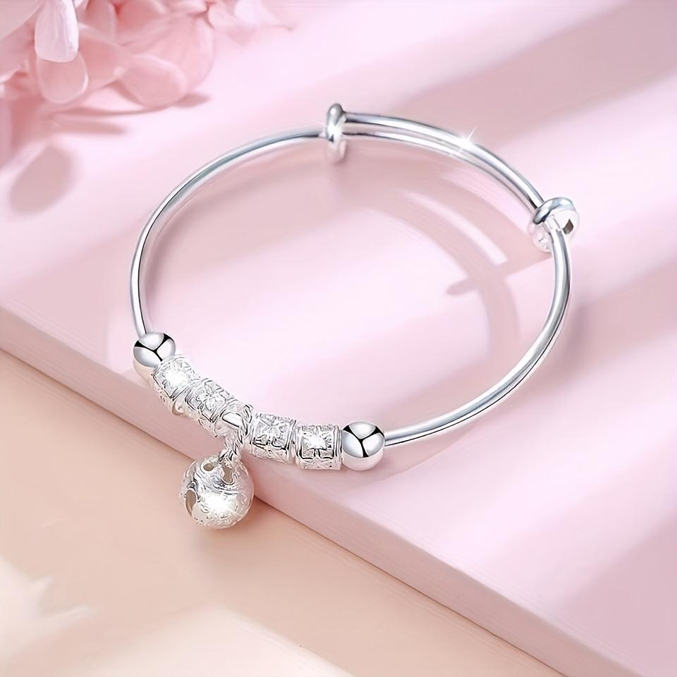 Women's 925 Silver Lace Design Arm Bracelet with Pendant, 6cm Cute Exquisite Pretty Fashion Bracelet, Daily Wear Accessory Ideal for Valentine's Day Gift