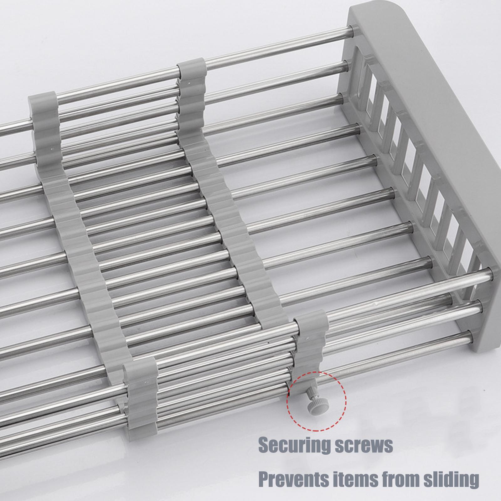 Retractable Drain Basket with Adjustable Armrest,Stainless Steel Kitchen Drying Rack,Over The Sink Dish Drying Rack,Adjustable Multi-function Water Filter Basket for Fruits. Organizer