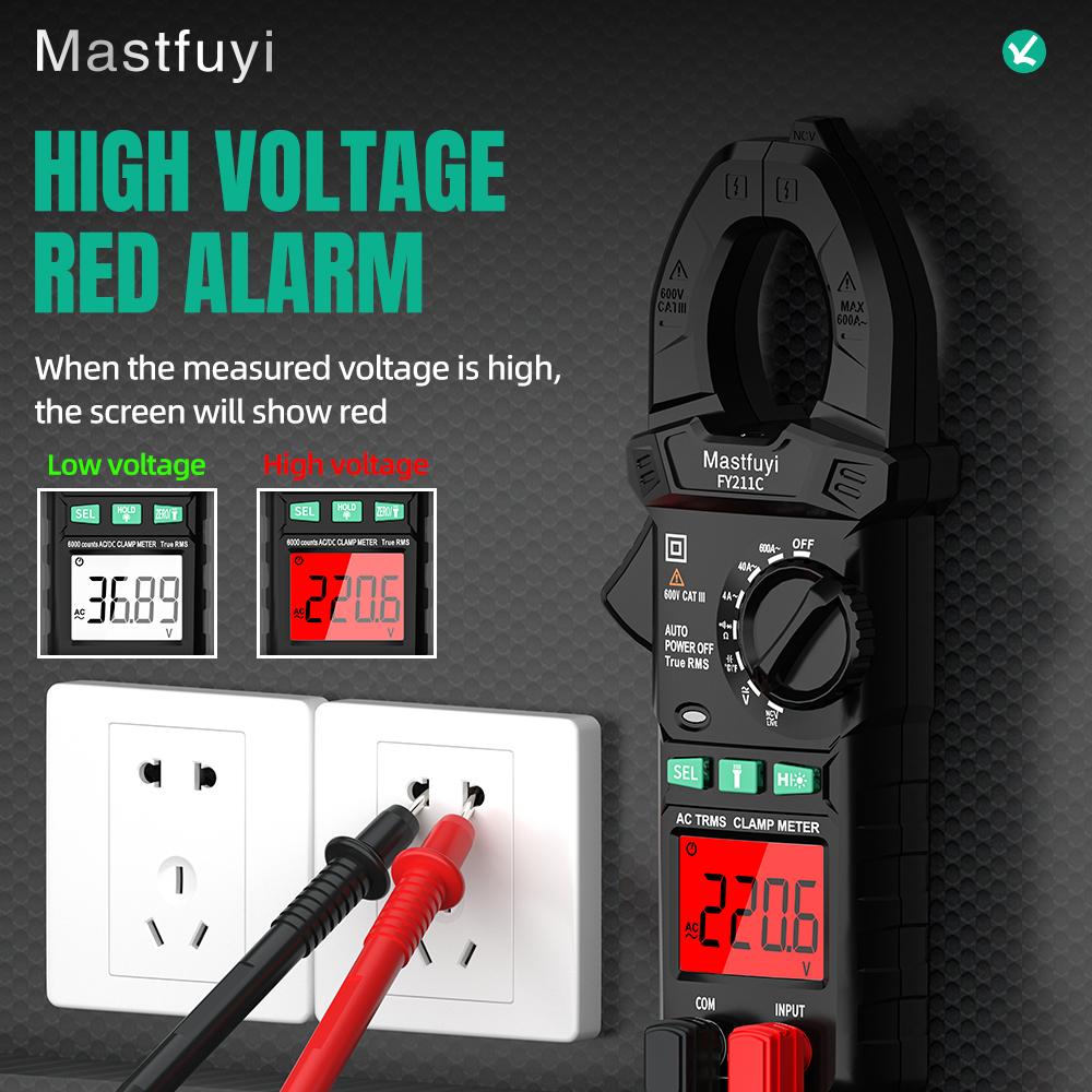 Automatic Range Clamp Multimeter Ac Dc Trms 4000 Counts, Resistance Capacitance Diode Test Ncv Contactless Voltage Detection Backlit Display Digital Multimeter