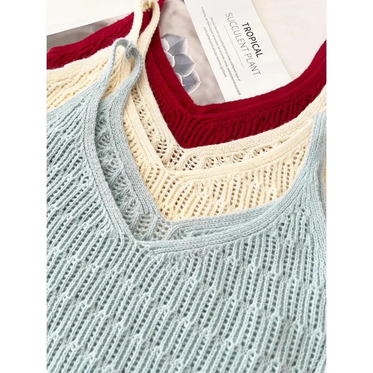 Crochet Cami Top Spaghetti Strap Knitted Tank Crop Top for Women Teengirl Spring Summer 2026 Boho Cottagecore