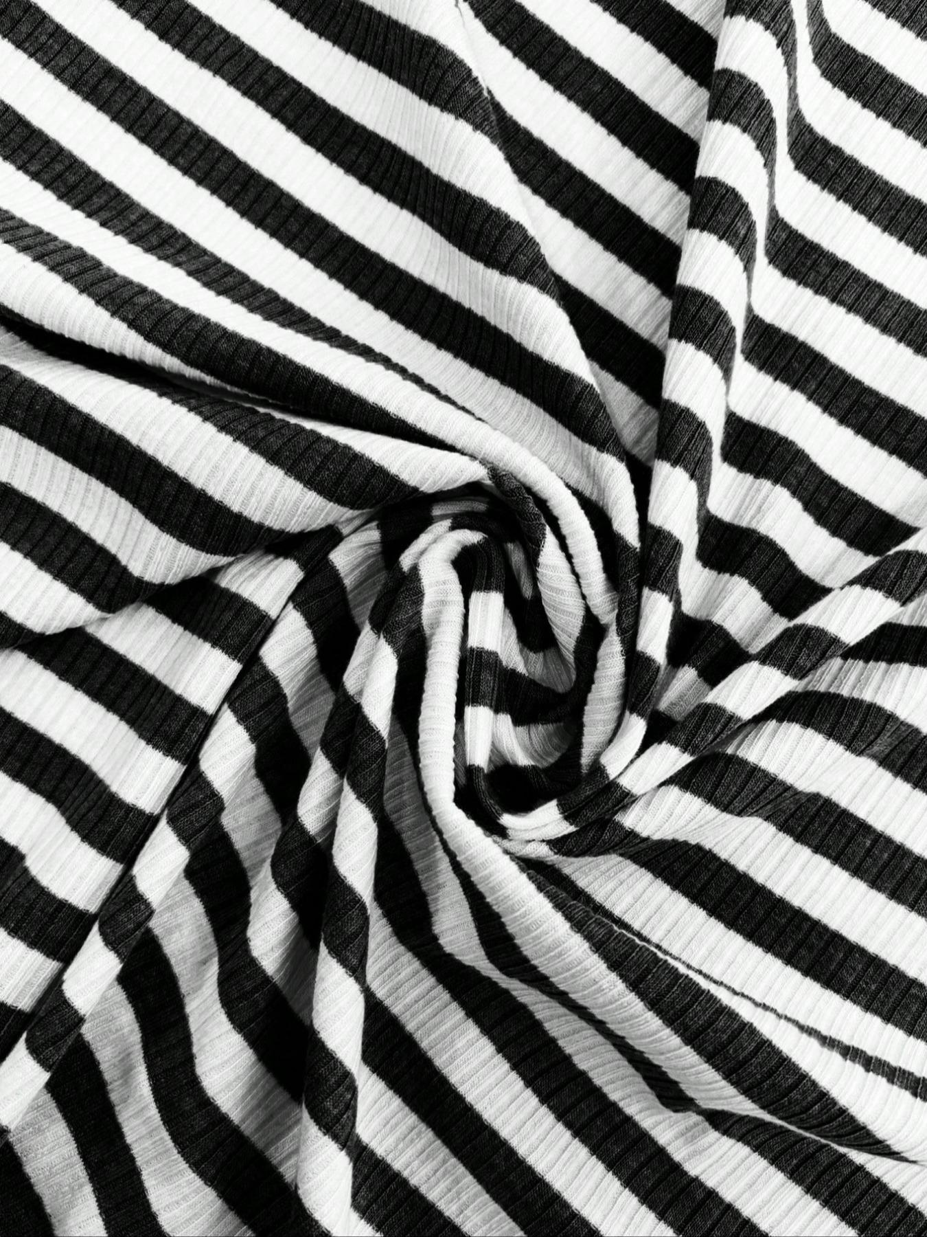 2026 Women's 2 Piece Y2K, Striped Ribbed Knit Long Sleeve Square Neck Crop Top, High Waist Drawstring Wide Leg Pants Loungewear Set