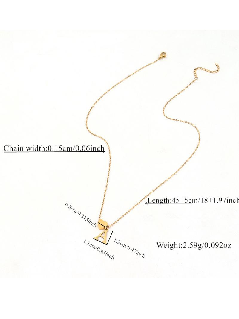 Letter & Heart Charm Necklace for Women, Classic Jewelry for Girls Gift, Fashion Jewelry for Party, Daily Clothing Decor, Exquisite Chain Jewelry for Gift