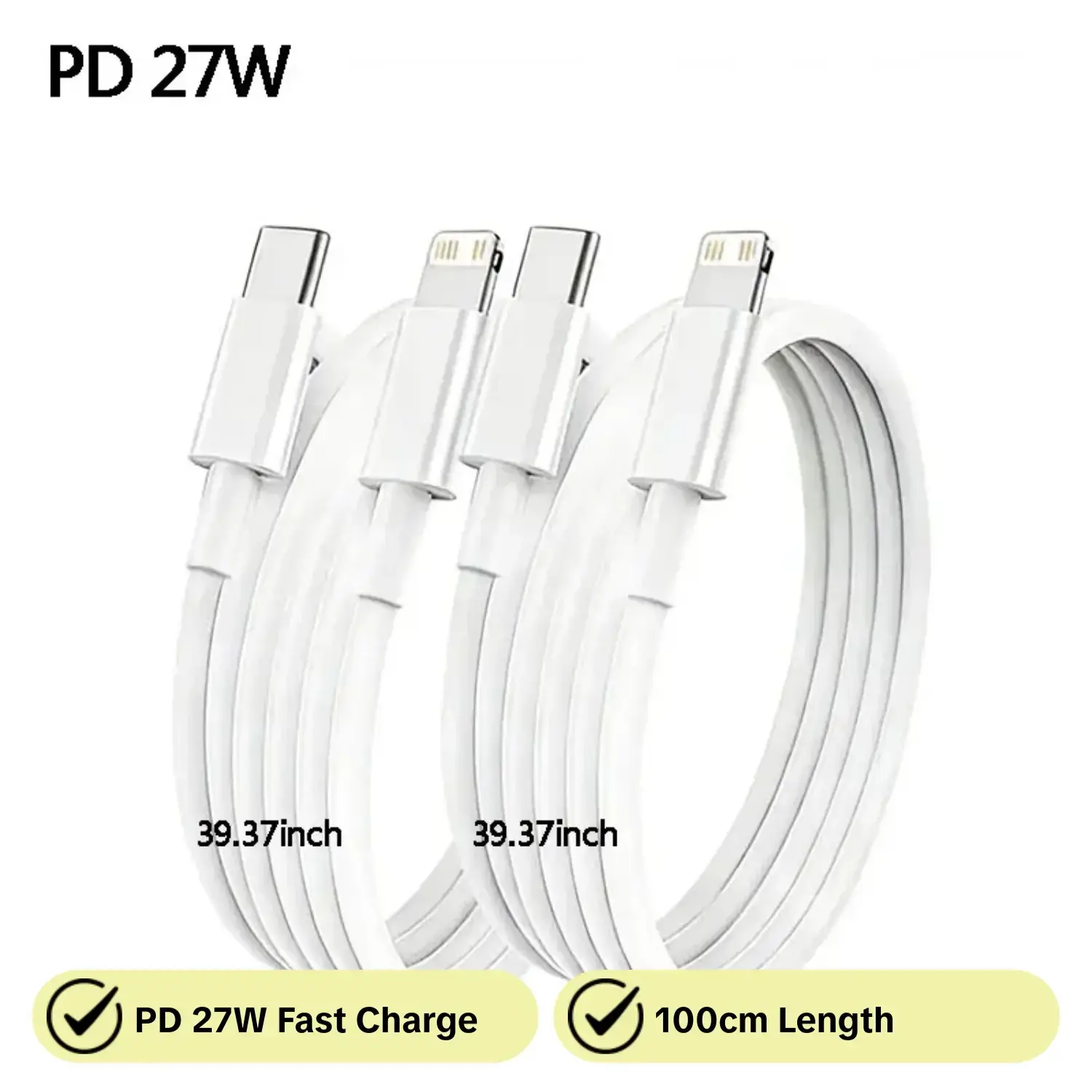 Type C to Lightning Charging Cable, PD 27w Fast Charging Cord Data Cable, 100cm Wide Compatibility, Compatible with iPhone 5-14 and iPad