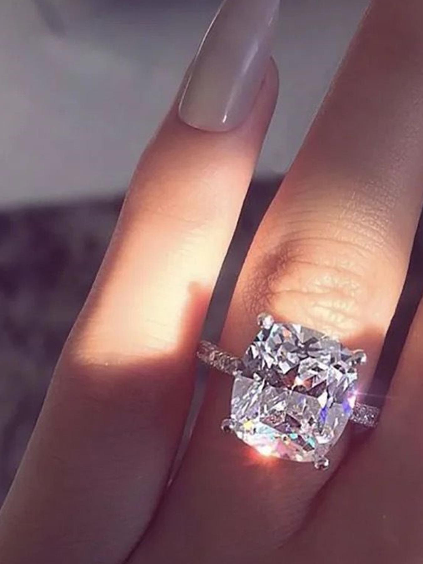 S925 Sterling Silver Square Shaped Artificial Zircon Ring, Beautiful Rings, Shiny Ring for Women, Trendy All-match & Exquisite Jewelry for Birthday Gift, Art Deco Engagement Ring, Elegant Everyday Ring, Fashion Rings