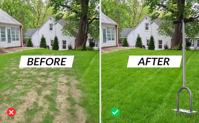 Walensee Lawn Aerator Spike Metal Manual Dethatching Soil Aerating Lawn, Pre-Assembled Grass Aerator Tools for Yard, Lawn Aeration, Garden Tool, Revives Lawn Health