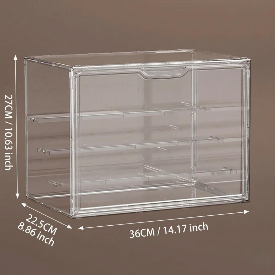 4-Tier Clear Acrylic Display Case for Action Figures, Dustproof Collectibles Storage Organizer Box with Adjustable Dividers