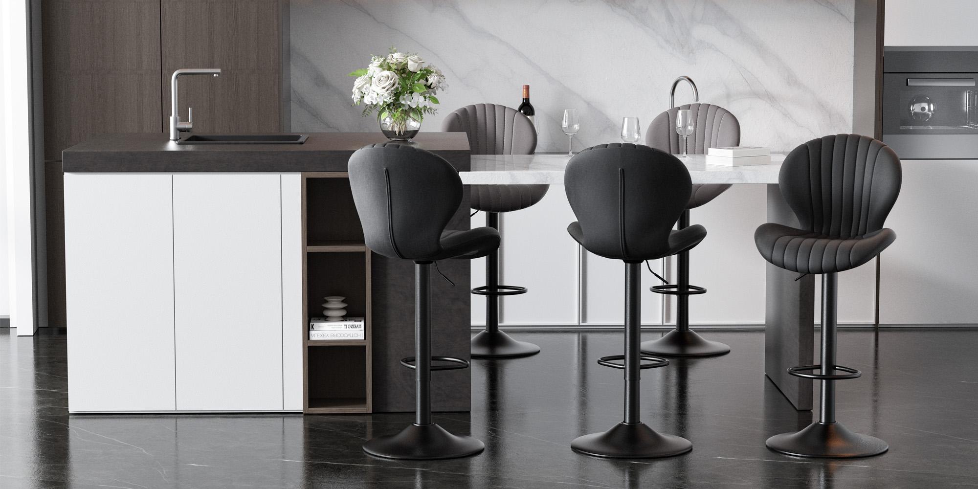 Kerilyn Bar Stools Set of 2 Modern Swivel Bar Chairs, Barstools Counter Height with High Backrest, Easy 3-5 Minute Assembly for Bar, Kitchen, Dining Room Black