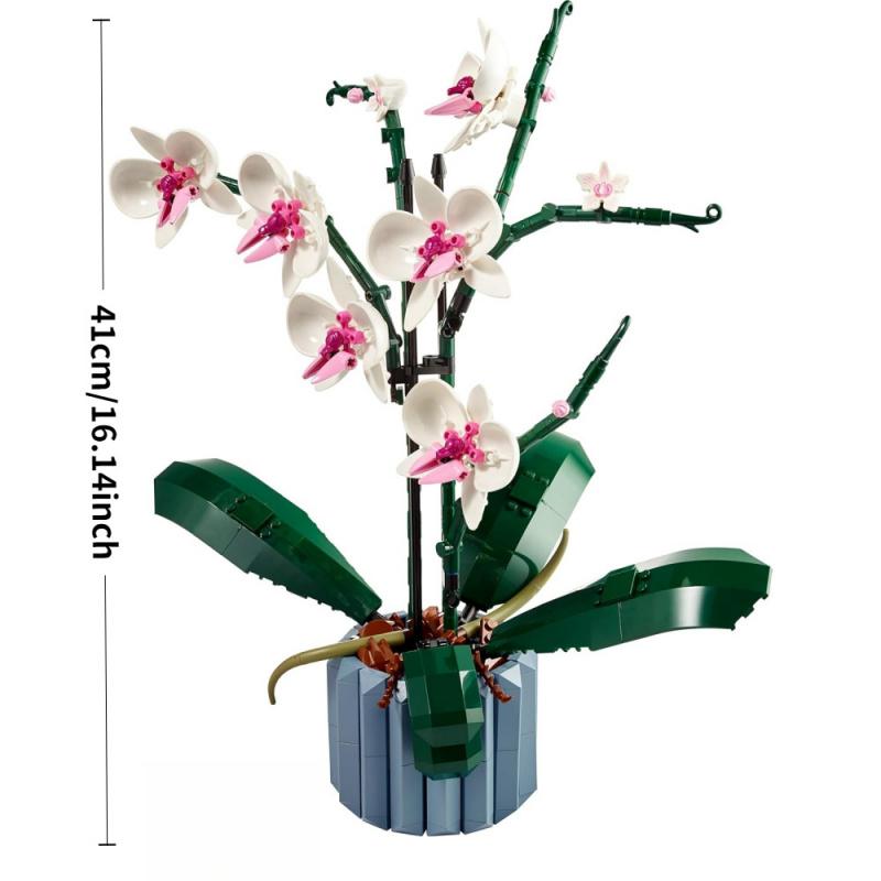 orchid set botanical collection flowers adult building kit fake orchid plant home decor flower mothers day gift for her  never wilt flowers desk ornament Orchid 10311  Orchid 608 Pieces Orchid Gift for Her