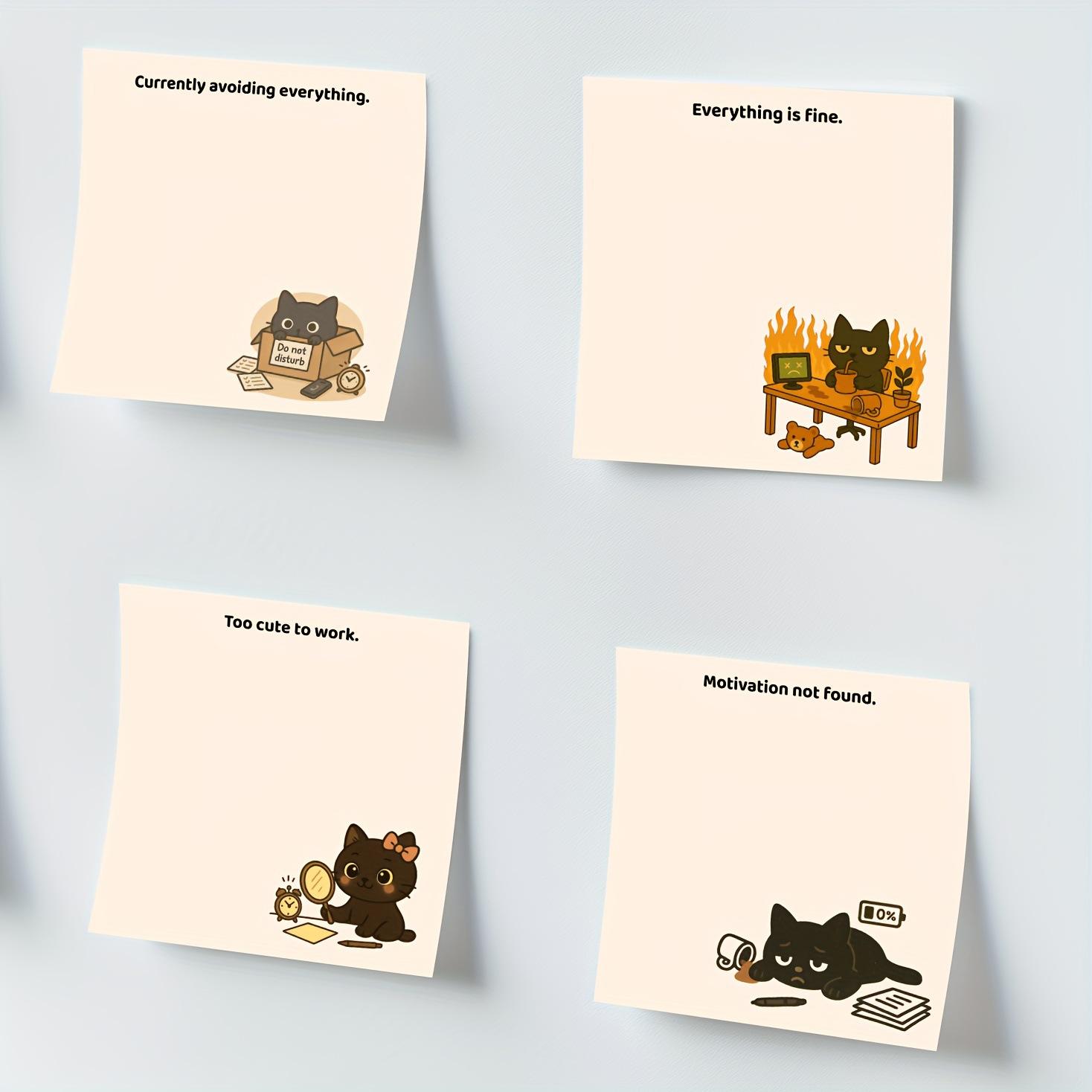 Black Cat Sticky Notes 4-Pack Set, Cute Self-Adhesive Memo Pads with Four Designs, Perfect for Office, School, Journaling, Great Stationery Gift Black Cat Sticky Notes 4-Pack Set, Cute Self-Adhesive Memo Pads with Four Designs, Perfect for Office, School, Journaling, Great Stationery Gift