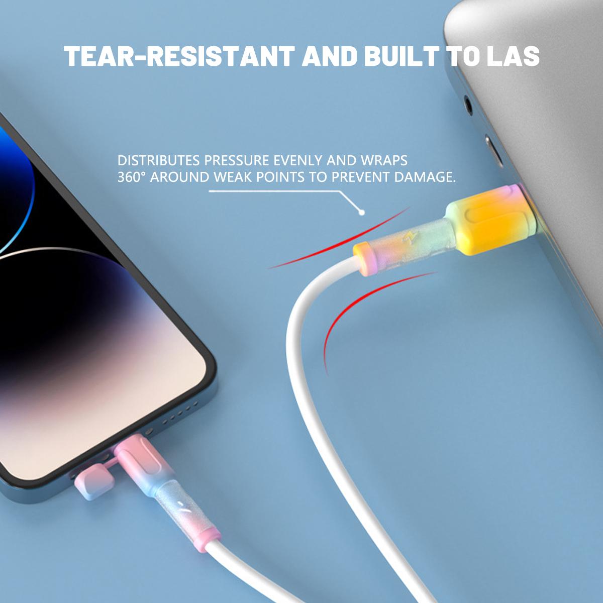 Silicone Cable Protectors for Phone Charger, USB-C, Data Cable Protective Cover Silicone Anti-Break Charging Cable Protective Cover Wire Bite Device Anti-Break, Silicone Cable Protectors, Charger Protector for Cord