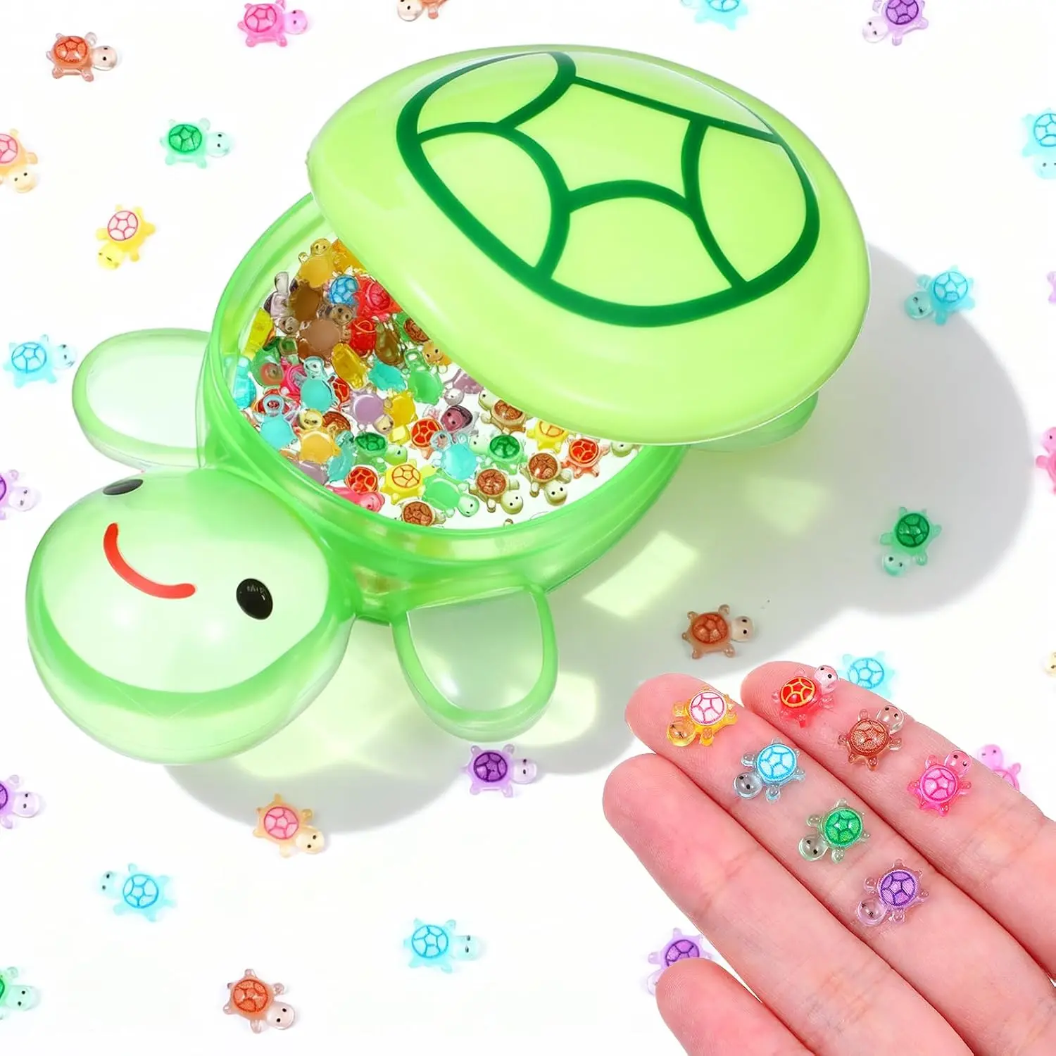 200 count Mini  Turtles with 1 count Large Turtle, Luminous Plastic Turtles Glow in the Dark for Miniature Landscapes, Aquarium Decorations, Gardens