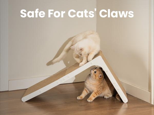 Conlun Cat Scratcher for Indoor Cats 22.8 Inch L Shaped Vertical Scratching Board with Ball Toy Light Wood L-Shaped Wall-Mounted Cat Scratcher Springtok Ramp Apartment Sturdy Home Durable Construction Easy Assembly Striped Design