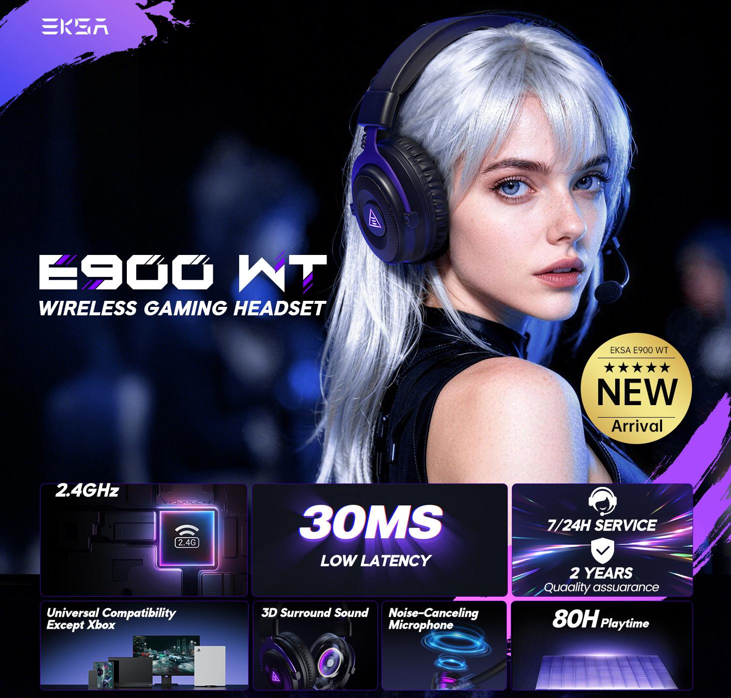 2.4GHz Wireless Gaming Headset, USB & Type-C, 30ms Low Latency, Over Ear Wired&Bluetooth Gaming Headset with Microphone for PC/PS4/PS5/Switch/Mobile/Mac, 80Hrs Playtime, RGB, Computer Headset