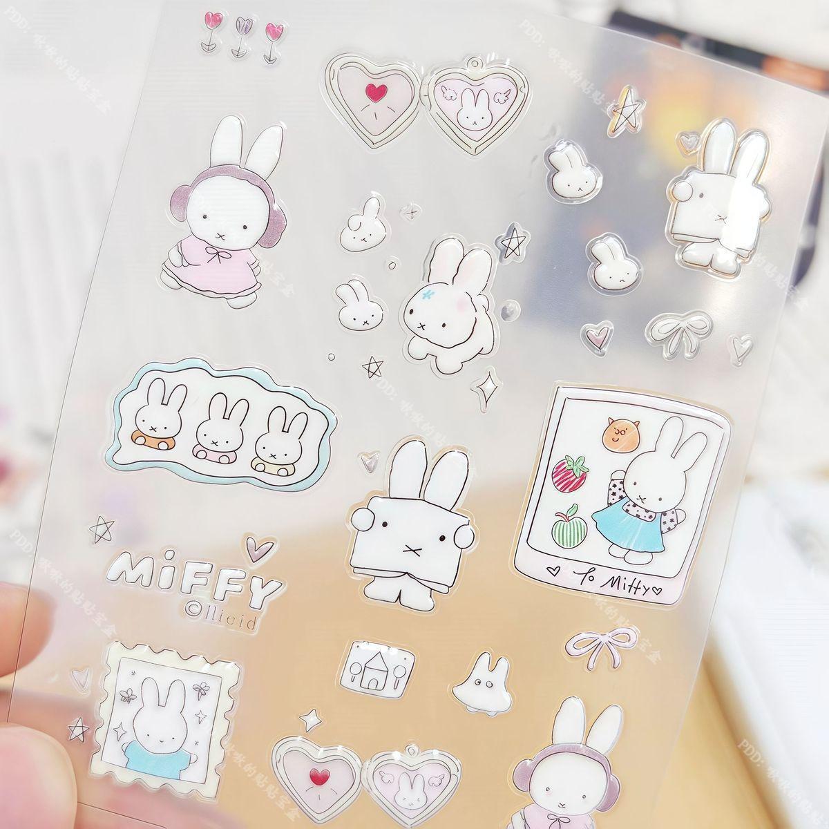 Cute Miffy 3D Nail Stickers Kawaii Glass Camera Nail Stickers Decoration Anime Printing Stickers Holiday Surprise Gifts