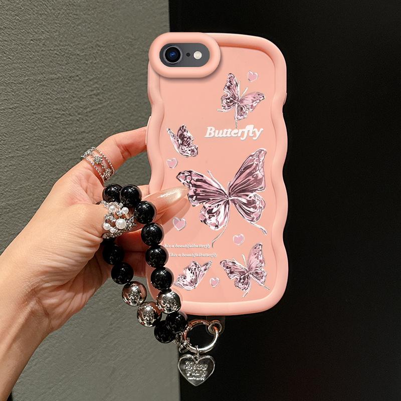1 Piece Durable 16E Flexible Fantasy Butterfly Case Cover For iPhone 16E Featuring Shockproof Protection And Bracelet In Casual Decoration Accessories