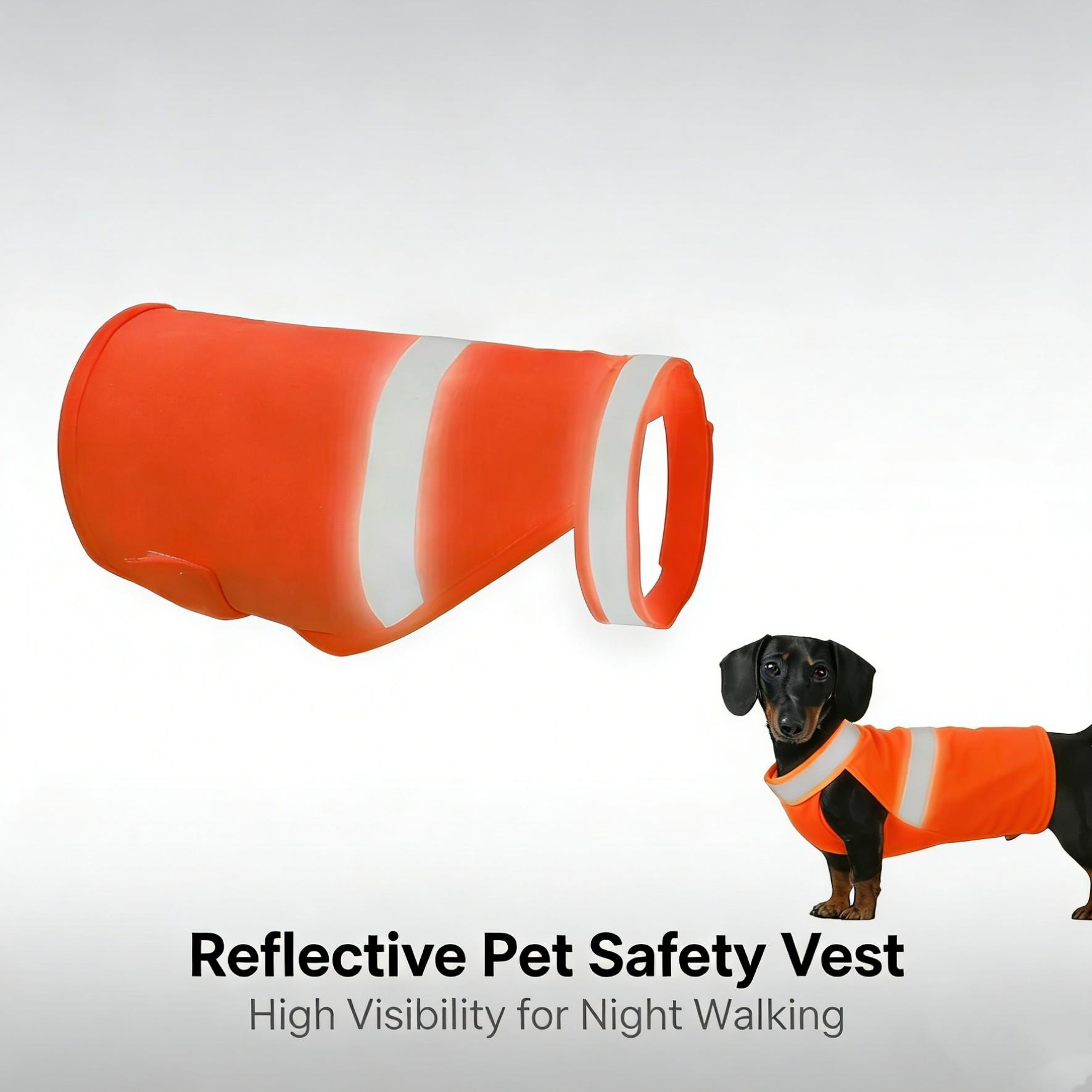 Fluorescent Reflective Dog Vest, High Visibility Safety Pet Coat, Adjustable Hook Loop Straps for Small to Large Dogs