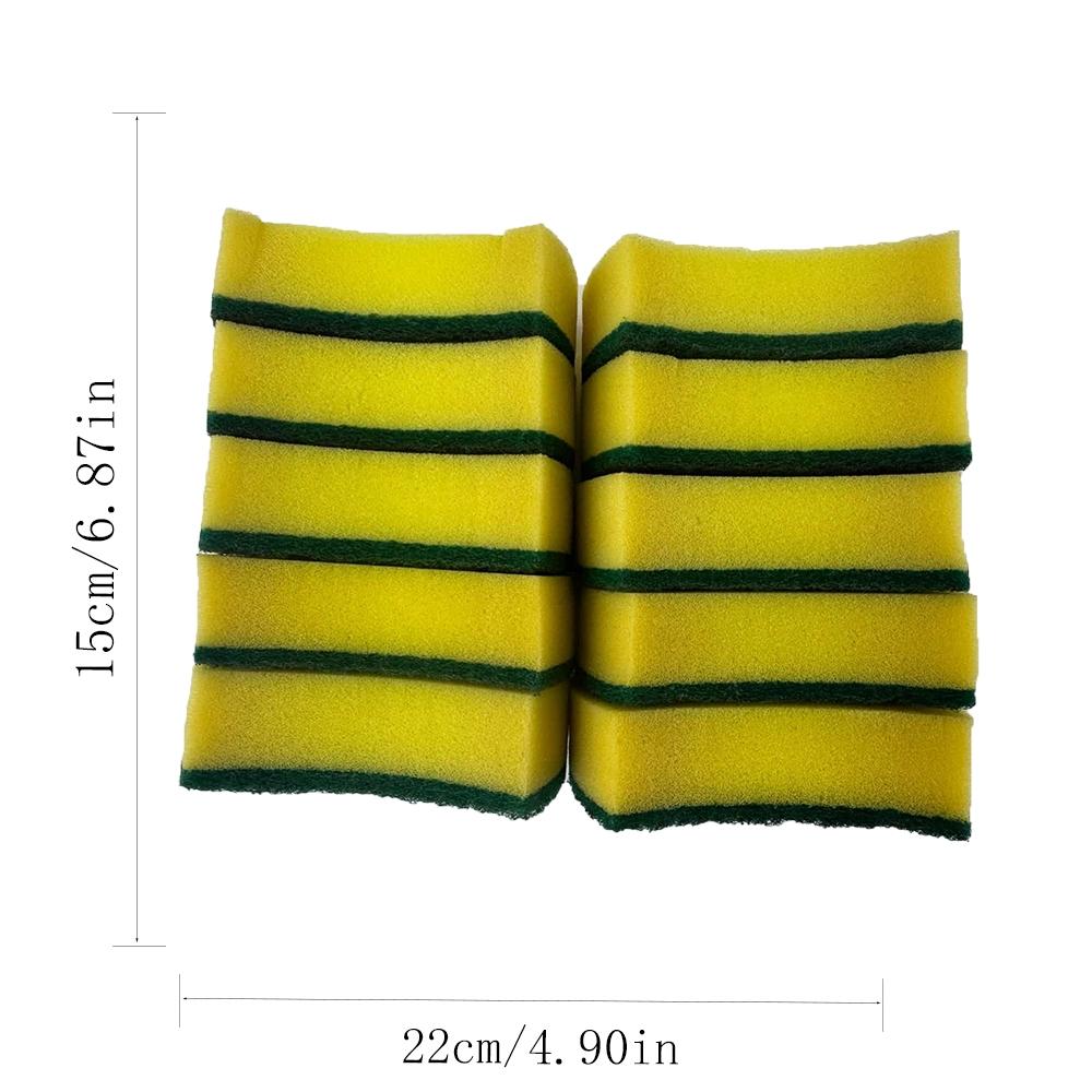 10 Pieces Waist Type Dual-Sided Cleaning Sponges, Simple Style, Oil Removal, No Scratching, Home Kitchen Daily Clean