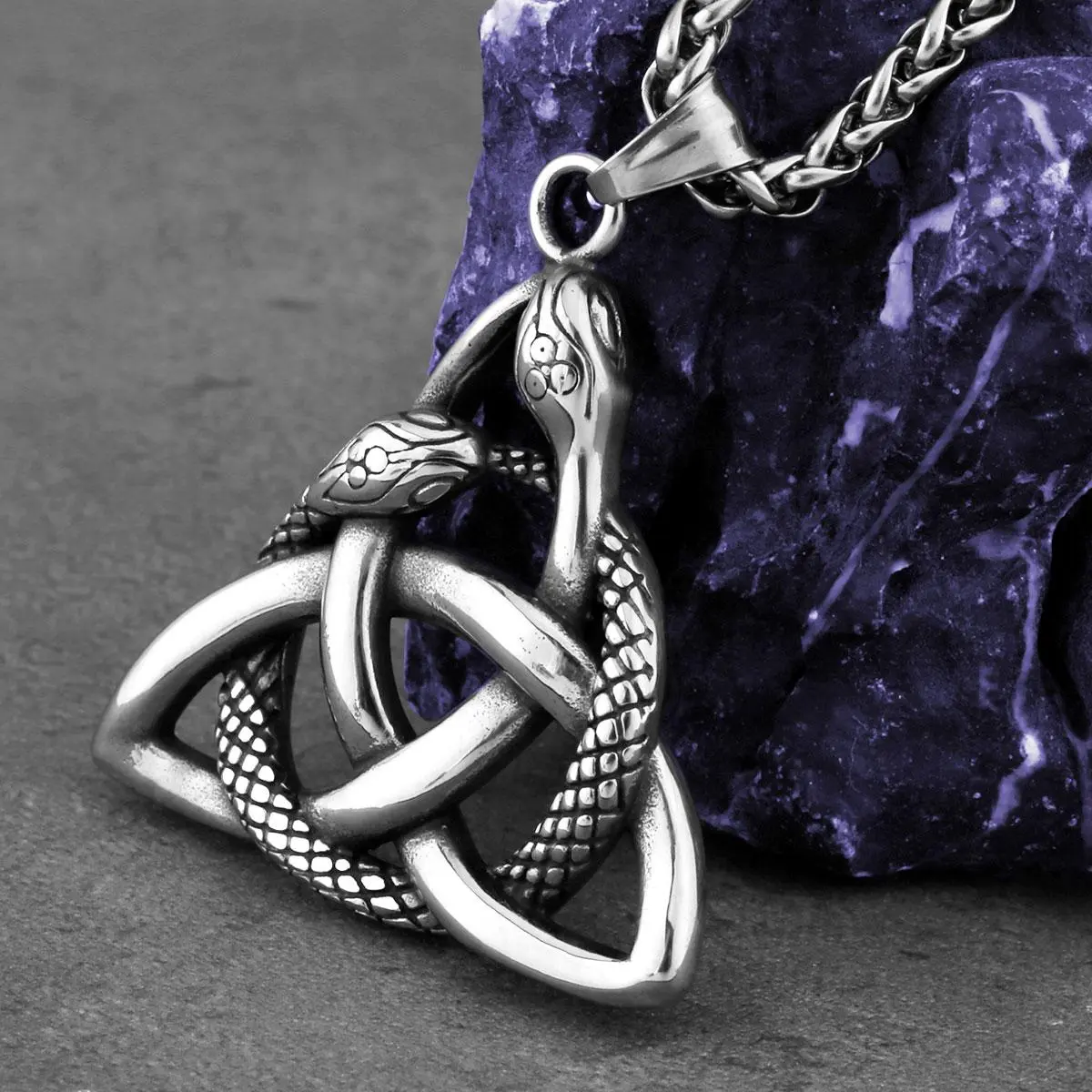 Viking Ouroboros Trinity Necklace Men Stainless Steel Nordic Celtic Knot Amulet Pendant Necklace Fashionable Charm Jewelry Gift