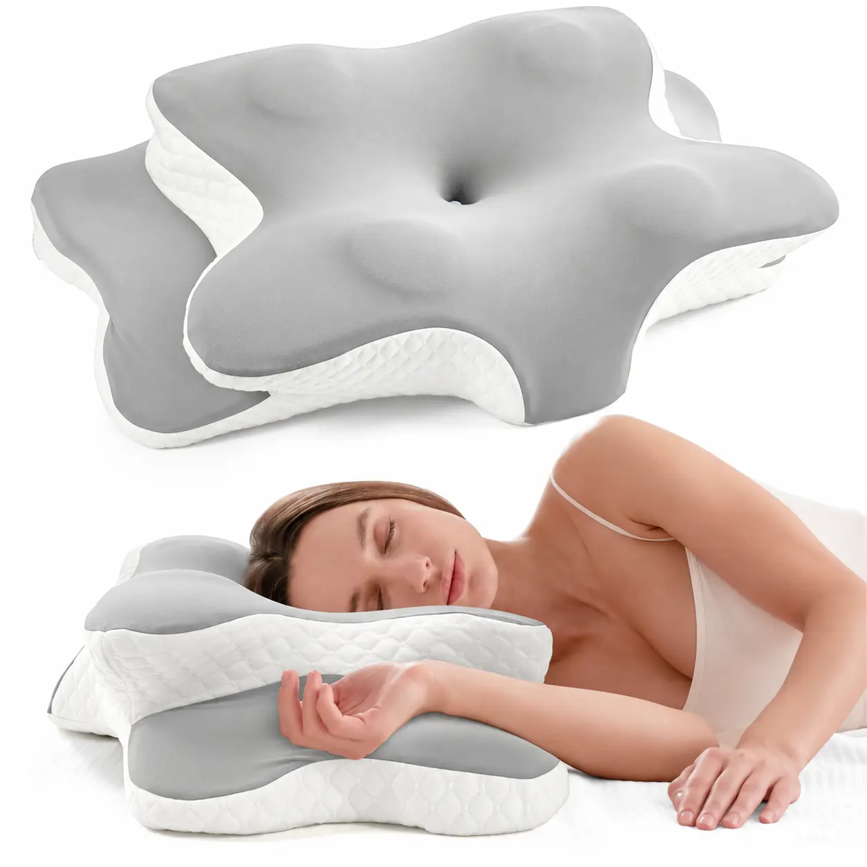 Cervical Memory Foam Pillow for Neck and Shoulder Pain Relief, Adjustable Ergonomic Contour Orthopedic Pillow with Cervical Support for Side, Back and Stomach Sleepers