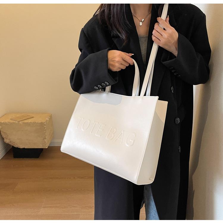 Simple Mirror Letter Tote Bag - Women's Large Capacity Bag New Versatile Single Shoulder Crossbody Bag
