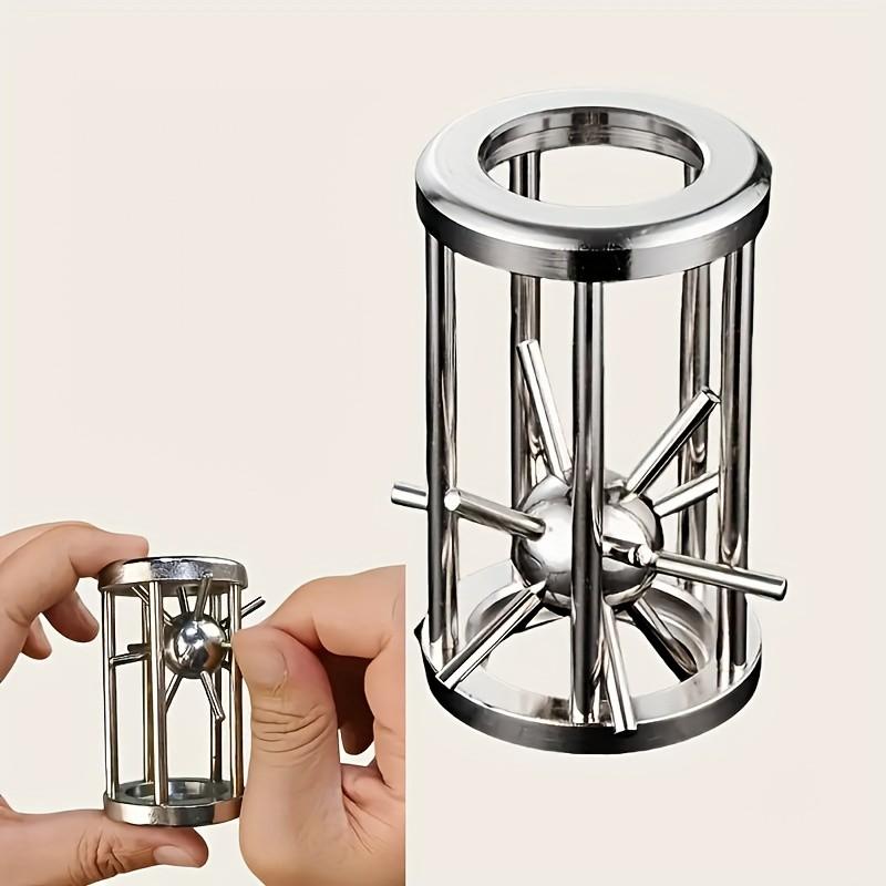 2pcs Metal Puzzle Cage Thorns Ball Lock Iq Toy, Children & Adults Brain Teaser, Educational Student Unlocking Ring Game