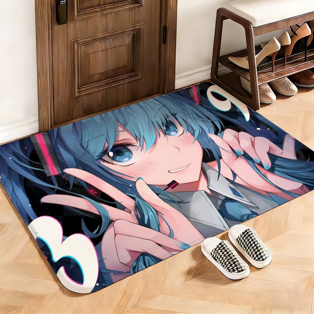 Music Hatsune Miku Floor Mat This soft flannel mat provides a cozy Soft flannel mat with quick water absorption, non-slip and durable. Easy to clean, ideal for bathroom and entryway use.