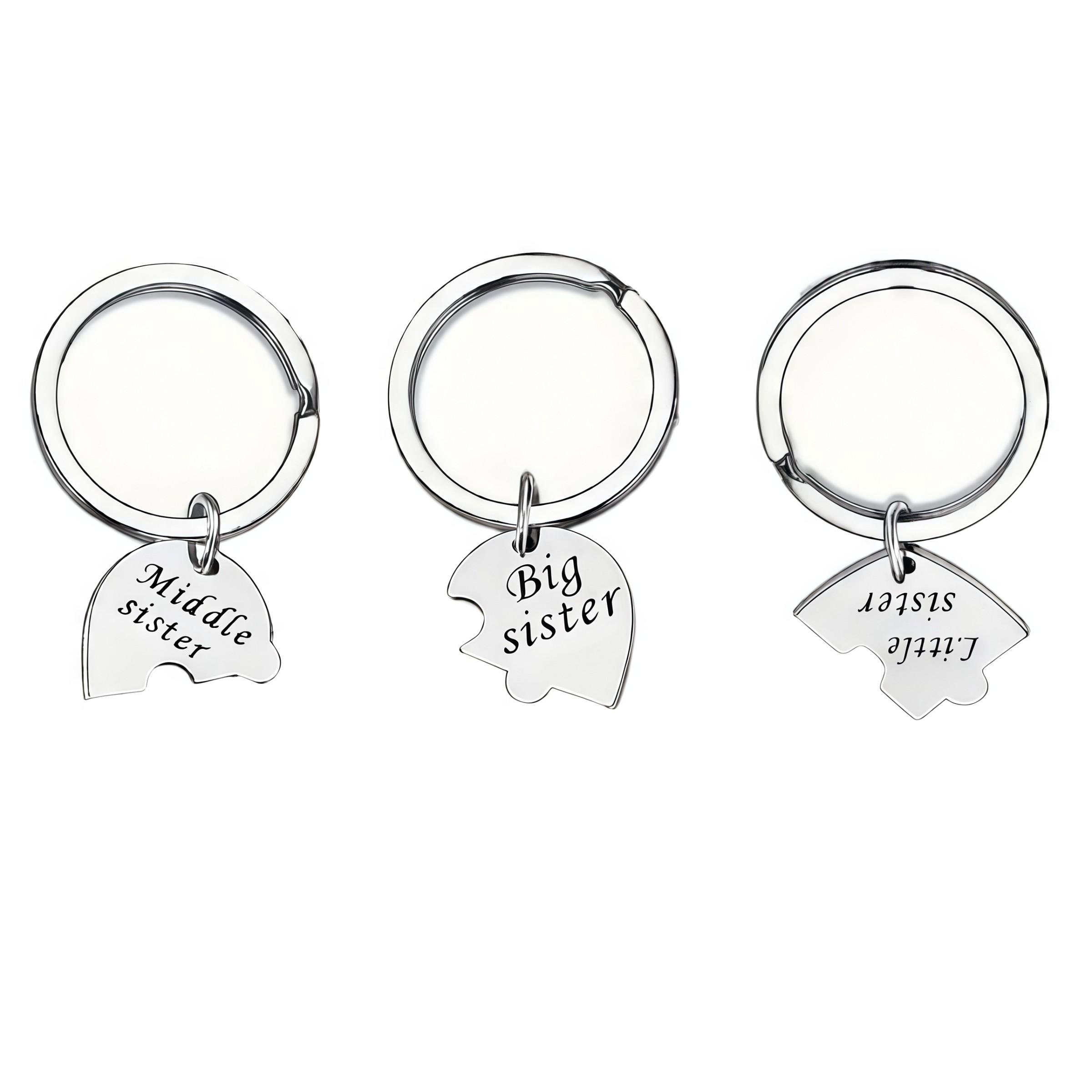 Set of 3 Heart-Shaped Keychains for Sisters, Perfect Gift for Your Favorite Sister, Unique Sisterly Gifts Set, Ideal Present for Special Occasions