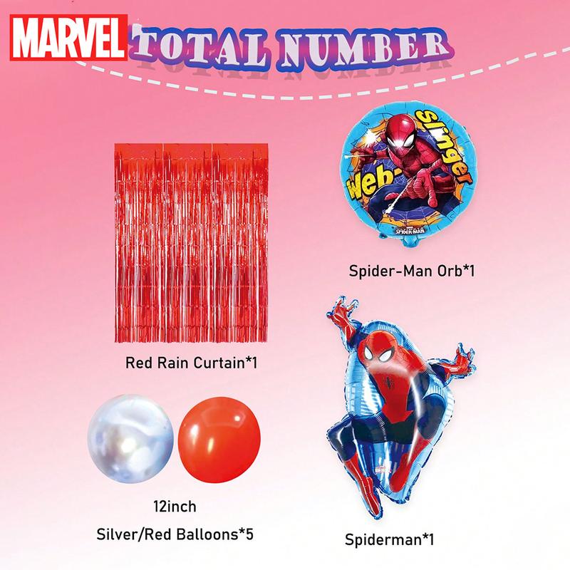 65pcs Marvel Officially Licensed Spider-Man Drizzle Curtain Poster Balloon Set Cartoon Image Balloon Dress Up Birthday Party Theme Banquet Graduation Anniversary Decoration Supplies Photo Props Gifts for Friends Family